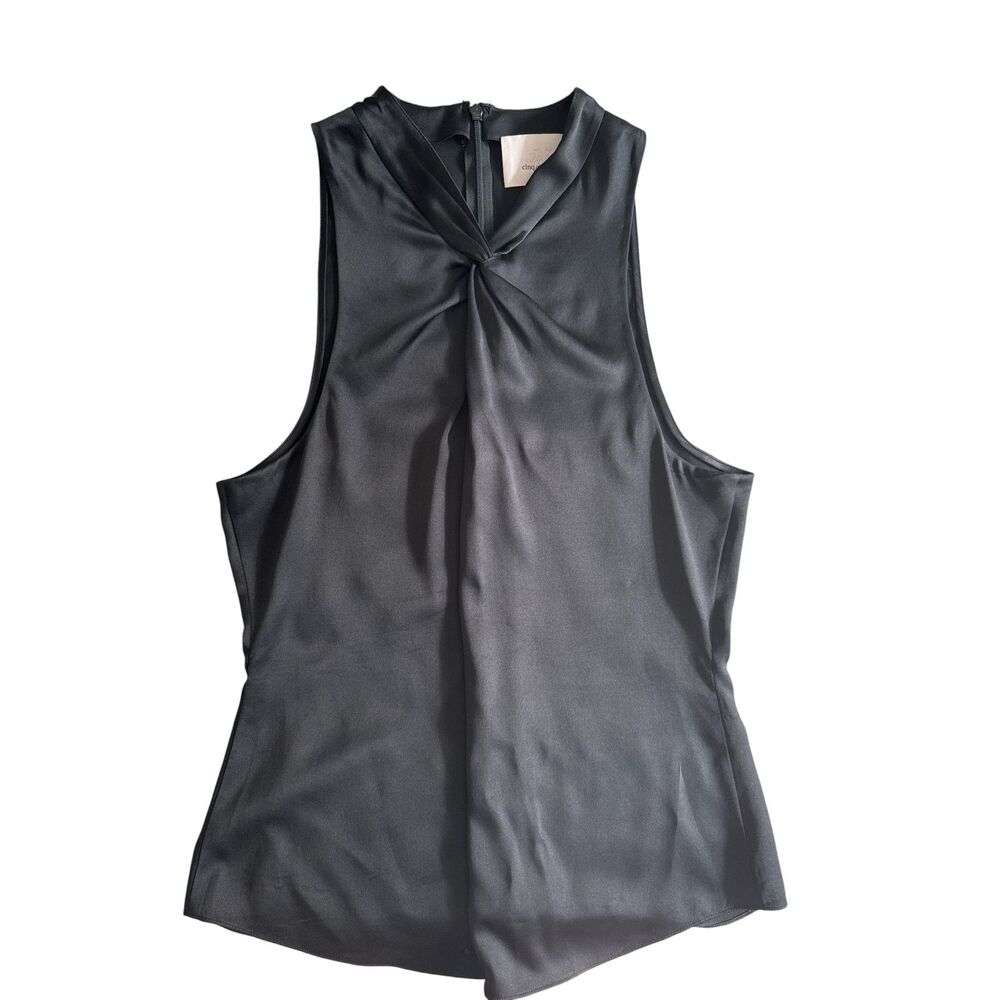 Cinq à Sept Lauren Black Silk Twisted Neck Top Sleeveless Size S $295 NWOT